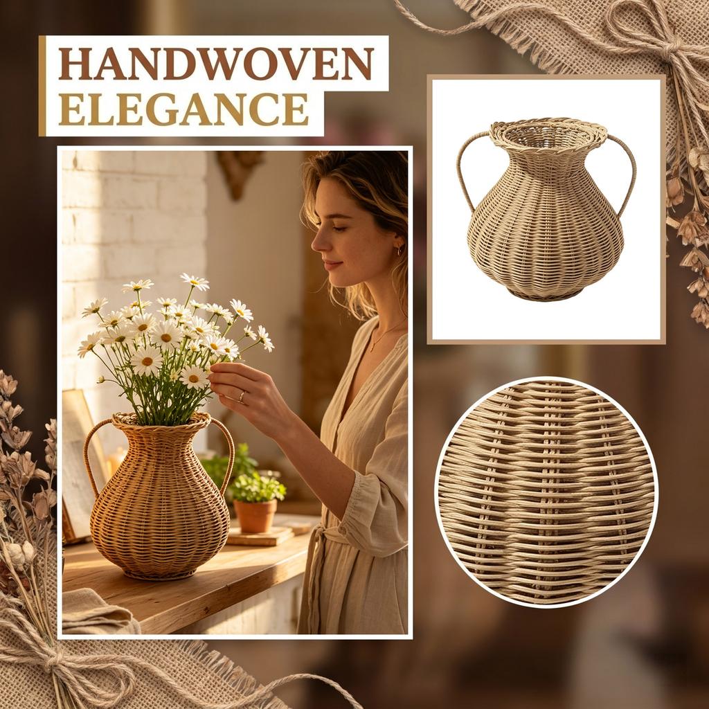 Handwoven Faux Vase for Home Decor, Table Centerpiece