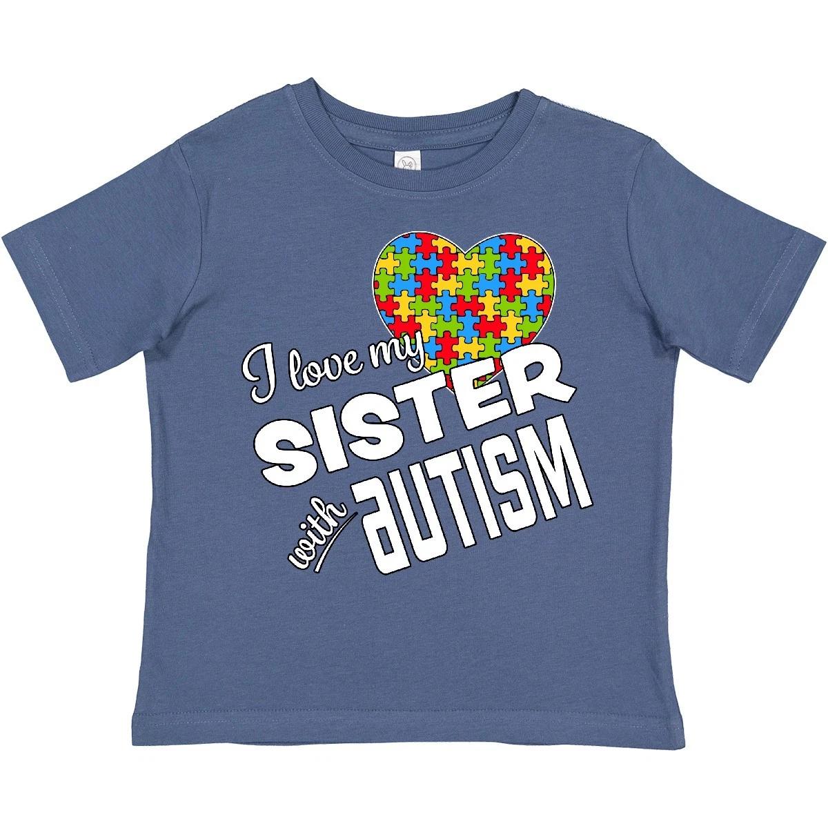 Inktastic I Love My Sister With Autism Toddler kids boys T-Shirt Awareness Brother Big Kid 110