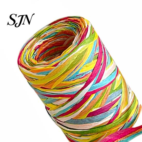 Raffia Ribbon for Bow Tie Decorations Colorful Packaging String, Flexible Paper Twine Floral Bundling Multi Color Holiday Rope, Multi-color Mixed Cord