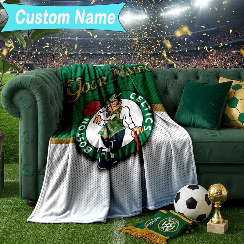 Custom Name Blanket Celtics Logo Blanket Bedding Blanket for Travel, Camping, Living Rooms, Offices, Sofas, Fan Christmas Gift