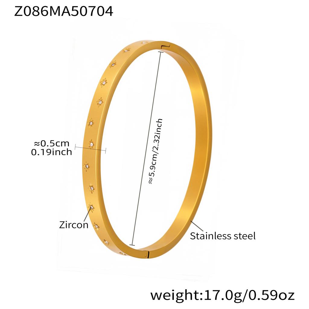 Inlaid Shiny Zircon Openable Bracelet In Stainless Steel 18k Gold Plated Waterproof Non Tarnish Luxury Bracelets For Women