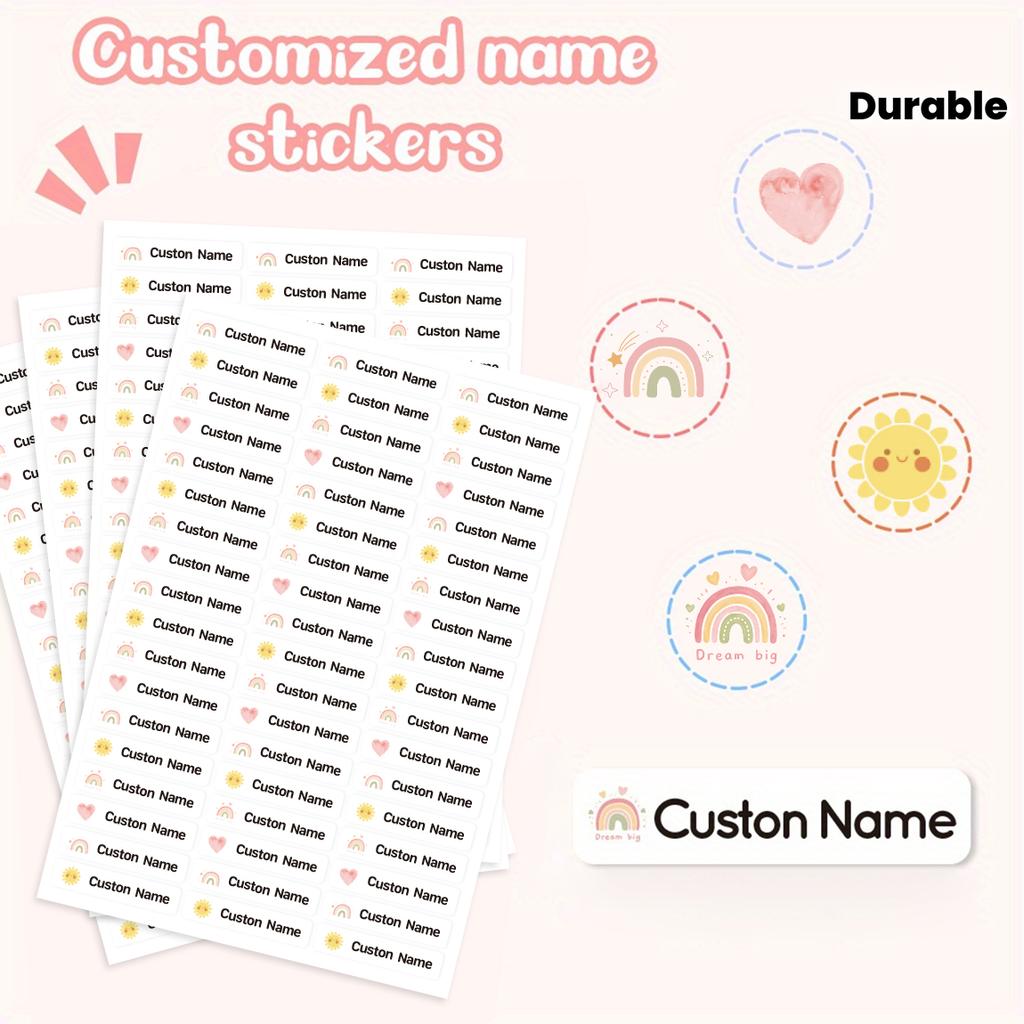 1 Sheet 54Pcs Personalized Name Stickers Custom Waterproof Name Labels For Bottles Pens Lunch Boxes Everyday Items