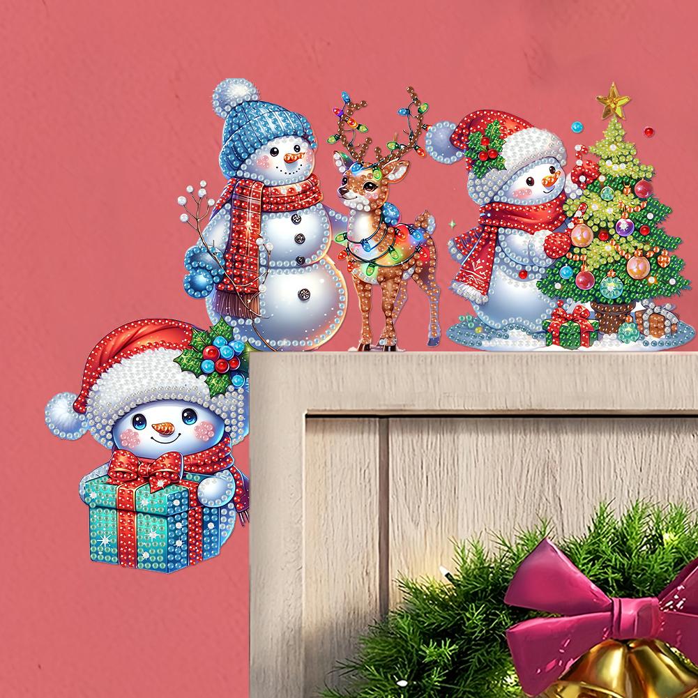 DIY Xmas Diamond Painting Door Corner Pendants Diamond Arts Set Door Frame Hanging Decor Wooden Door Decoration for House Layout