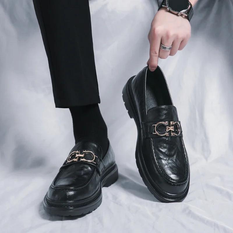

Мужские деловые повседневные кожаные туфли без застежек, повседневные мокасины в британском стиле, мужская модная обувь для вечеринок, роскошные туфли, удобная обувь для вождения 38 чёрный