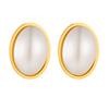 Gold Oval Mother of Pearl Stud Earrings for Women