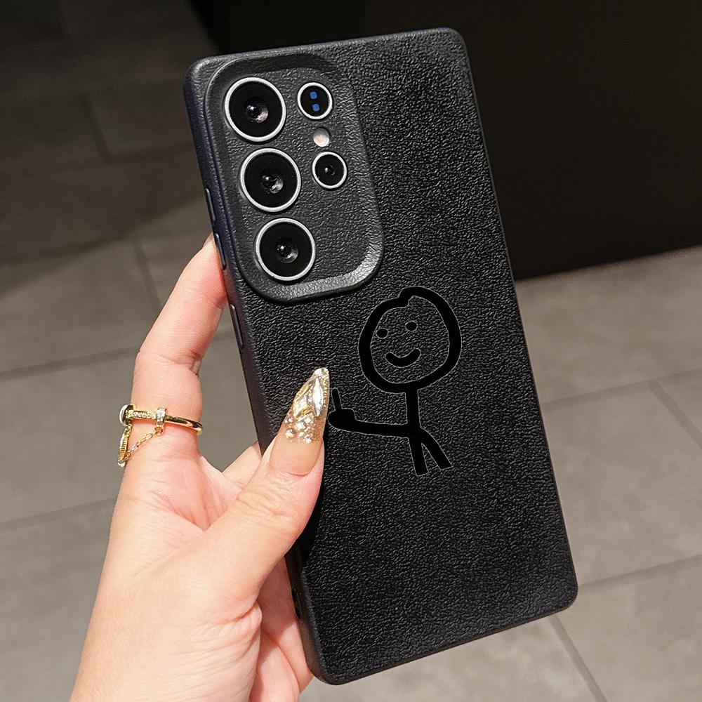 Samsung A07 A16 Xiaomi Redmi 13C 14C for iPhone 17 16 Pro Max Infinix Realme Phone Cases Soft brown Leather pattern TPU Case NY49 Cartoon Matchman