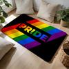 Rainbow Stripes Floor Mat Soft Flannel Absorbent Mat Non-Slip Rug Home Bedroom Bathroom
