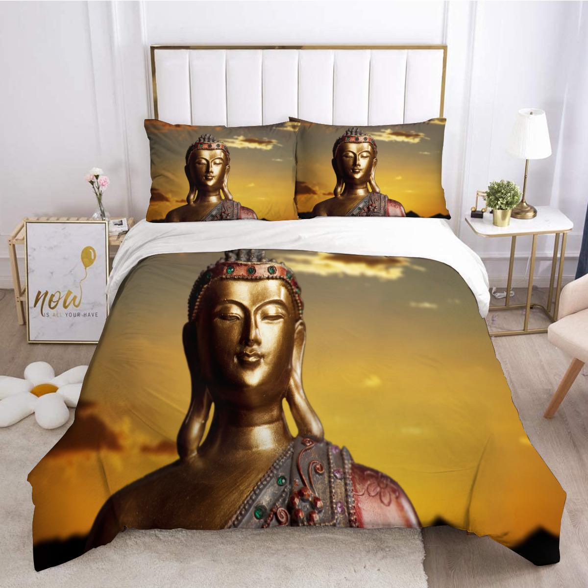 

3D Quilt Cover Digital Printing, Three-Piece Buddha Statue 140 * 210 two-piece set