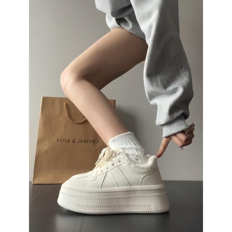 

Thick sole height increase 6cm~ cowhide little white shoes women s new sports and leisure shoes velvet muffin board shoes 40