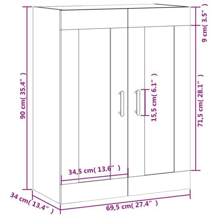 VidaXL Armoire murale sonoma gris 69,5x34x90 cm bois d'ingénierie 830394