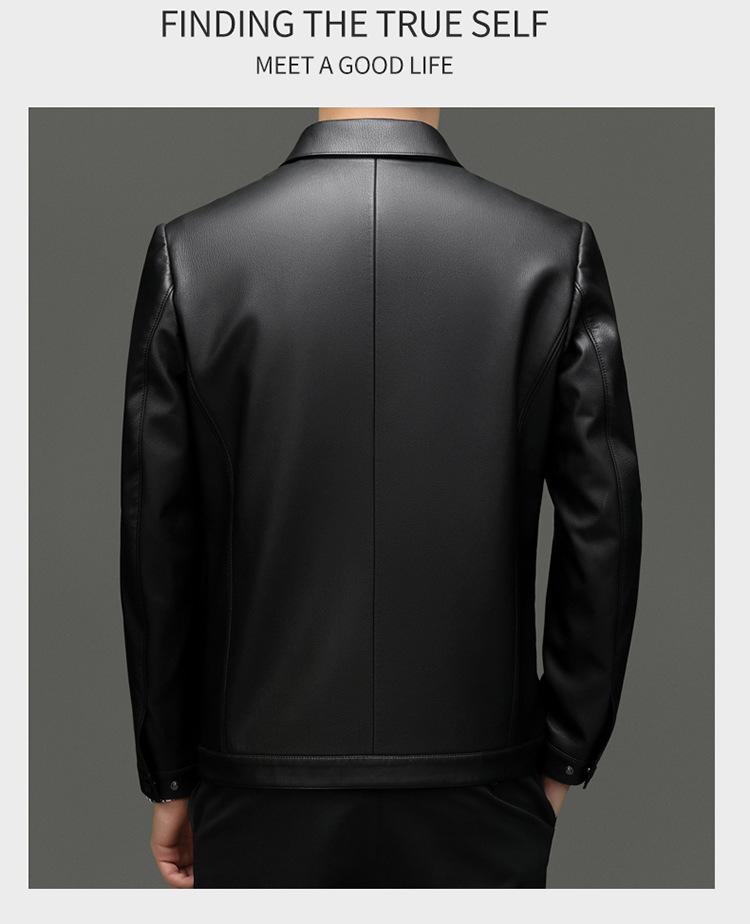 Pierre Cardin Men's Sheepskin Biker Jacket - Plus Velvet, Thick, Autumn/Winter.