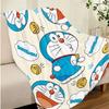 Doraemon Flannel Throw Blanket, Cream Base Full Print Bell Star Cartoon Warm Sofa Bed Blanket for Kids Couch