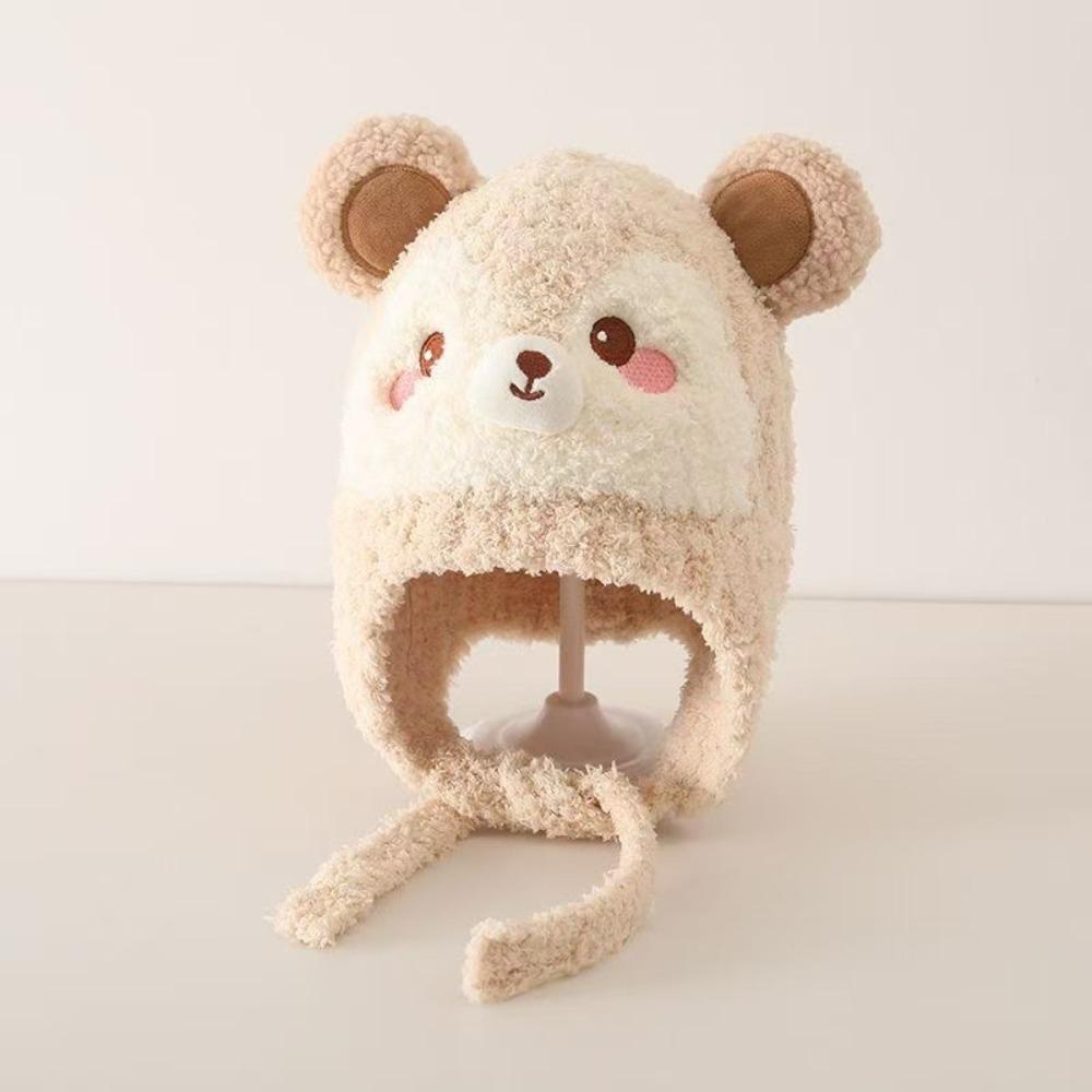 Cartoon Kids Earflap Beanie Thick Plush Lined Infant Winter Cap Toddler Warm Hat Cold Weather