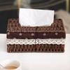 Household Napkin Case Hand Woven Tissue Box Cover Rustic Napkin Paper Organizer  Bathroom