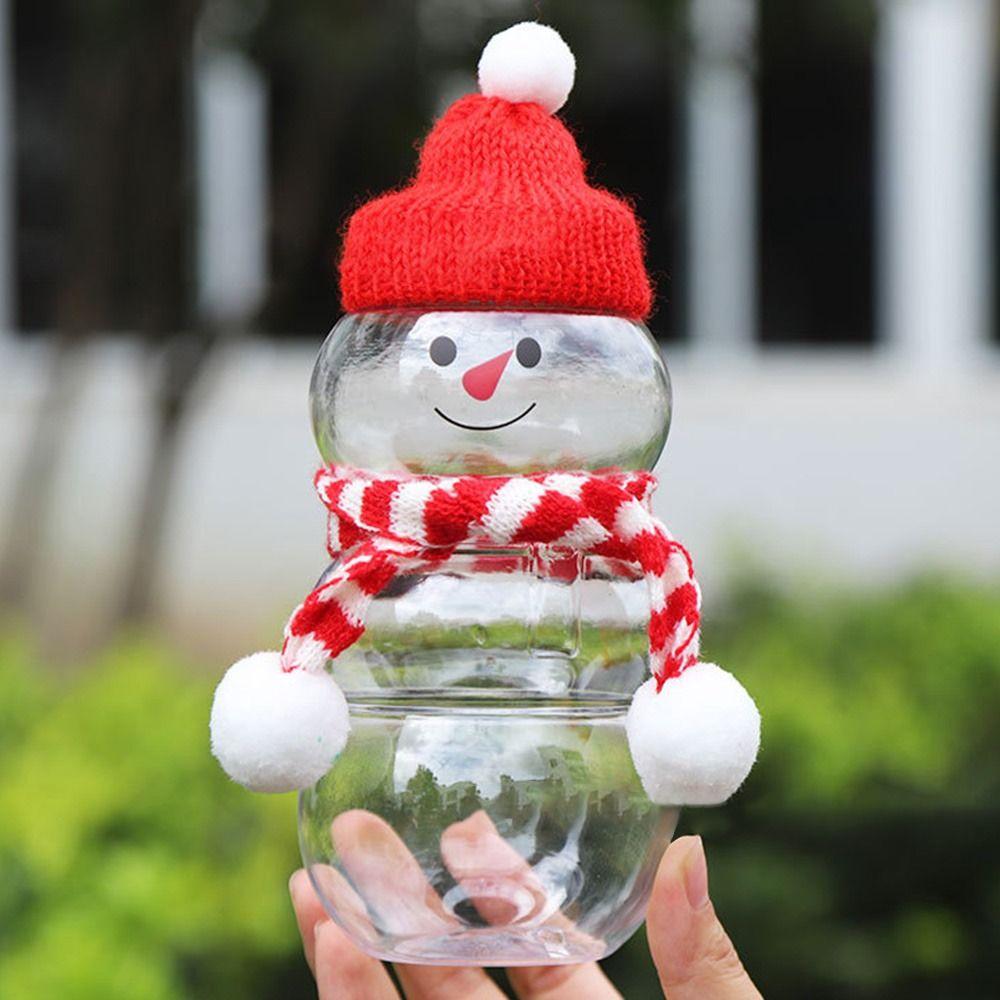 500ml Christmas Candy Jars Christmas Snowman Shaped Snacks Storage Bottle