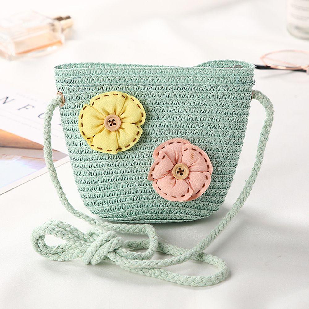 Mini Fashion Handmade Girls Summer Children Weaving Bag Shoulder Bag Handbags Straw Beach Bag