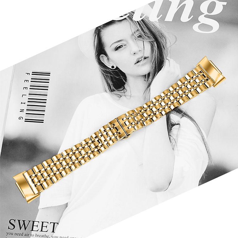 7 Beads Stainless Steel Breathable Replacement Wrist Strap Watch Band for Fitbit Charge 6/5
