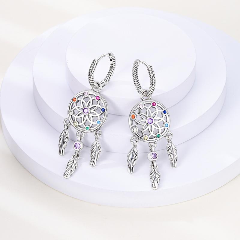 925 Sterling Silver Pendant Earrings Hoop Earrings Dreamcatcher Celtic Knot Cross Earrings for Women Party Fashion Jewelry Gifts