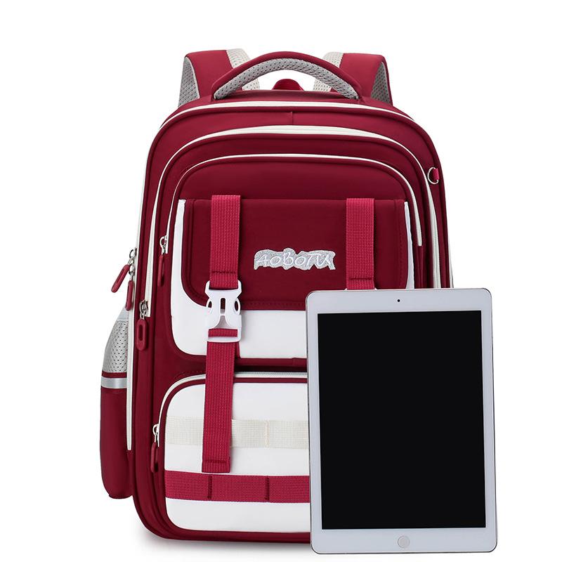 Schoolbag British style primary school student burden reduction schoolbag multi-compartment large capacity anti-splashing backpack ridge backpack