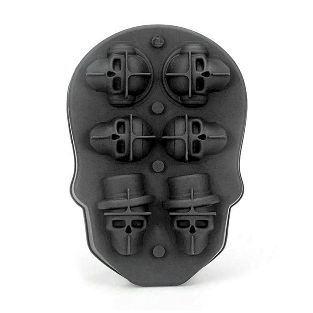Lebka Tácky na ledové kostky Silikonová 3D DIY forma pro domácí kuchyni Černá měkká