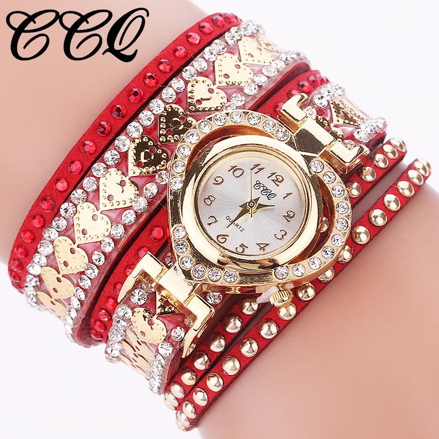 Diamond Bracelet Watch Circle Ladies Love Student Girlfriend Bracelet Watch Women S Watch красный