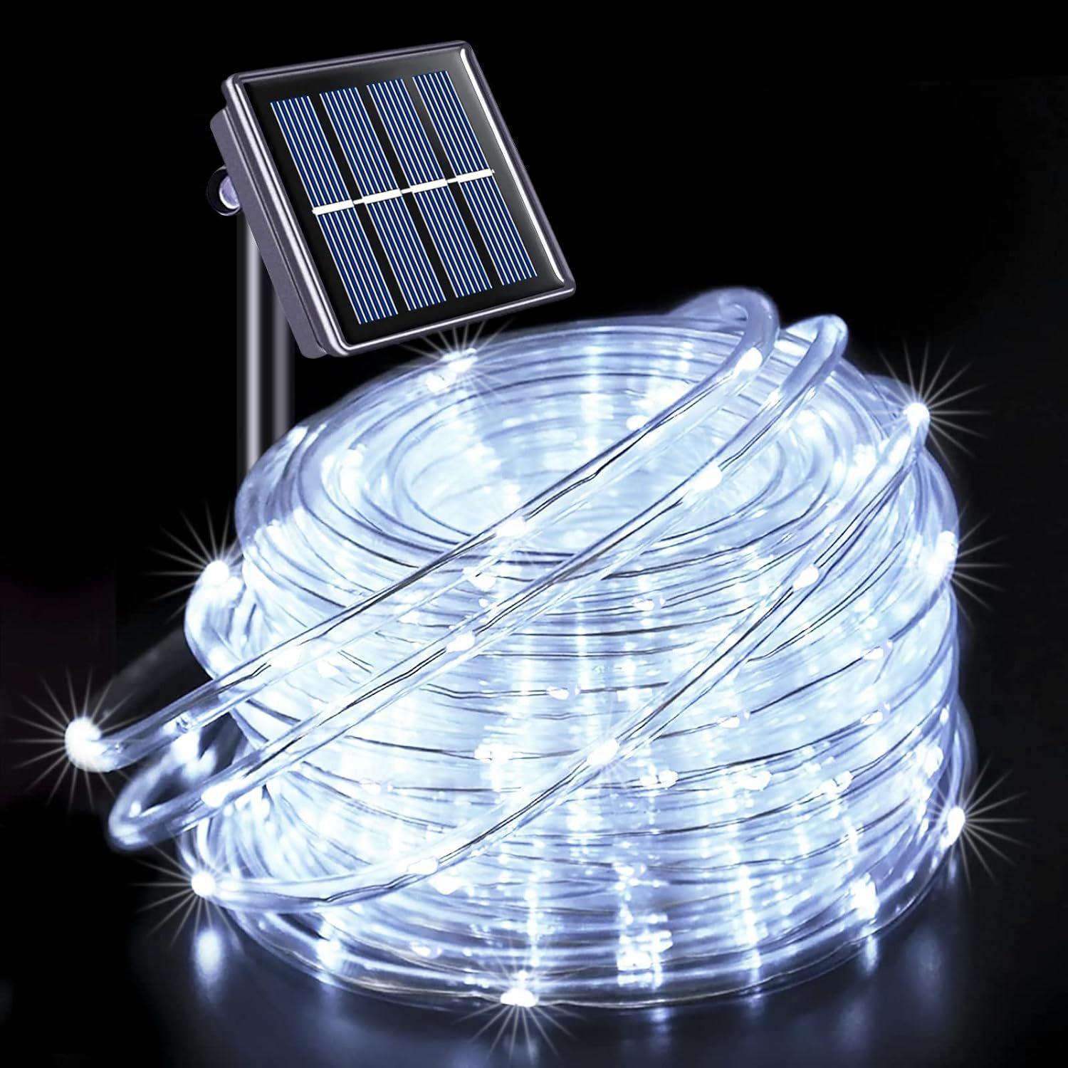 Waterproof LED Solar Copper Wire Christmas Lights - Outdoor Decorative Color Strip White Light