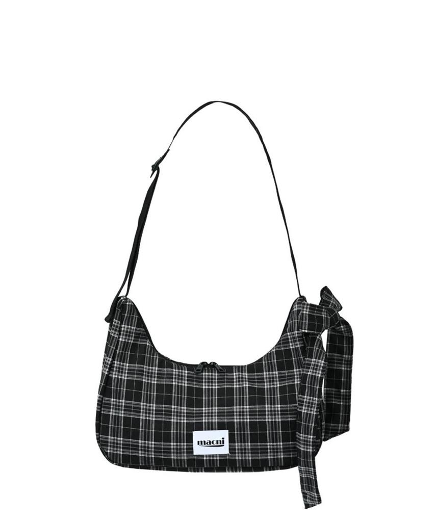 Macni Ribbon Crescent Cross Bag Black Check