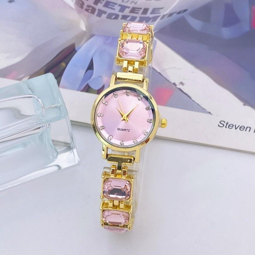New Rhinestone Strap Bracelet Watch Quartz Movement Luxury Design Quartz Watch Elegant Wristwatch Gift розовый