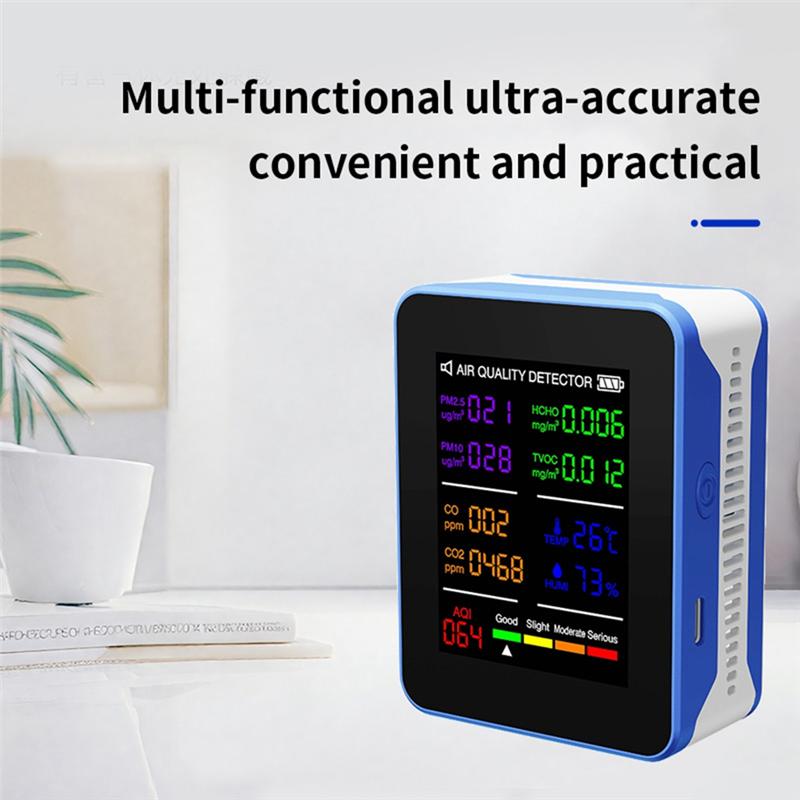 

A95I-Multifunctional Air Quality Meter Indoor HCHO TVOC Carbon Monoxide CO2 PM2.5 PM10 Temperature And Humidity Detector білий