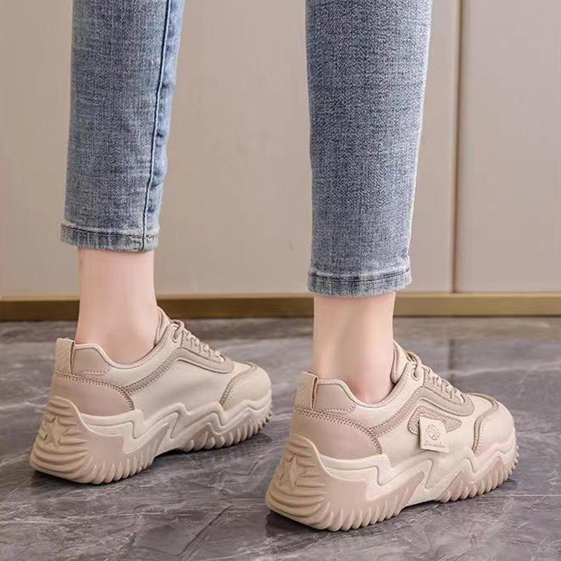 Sneaker Women's New Autumn High-End Thick-Soled Shoes for Students with Small Feet High-Top Clunky Sneakers