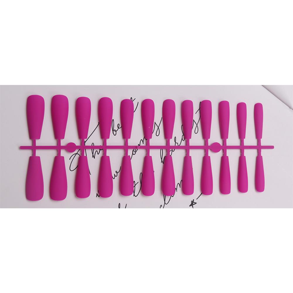 24pcs/set DIY Quick Nails Lengthened Ballet Matte T-shaped False Nails Multi-color Strips Finished Wear Manicure