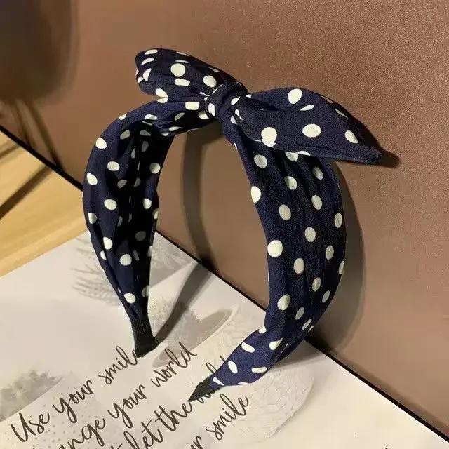 Polka Dots Bow Headband for Women Hair Accessories Sweet Lovely Rabbit Ear Knotted Hairband Not Slip Adults Hair Band Headwear