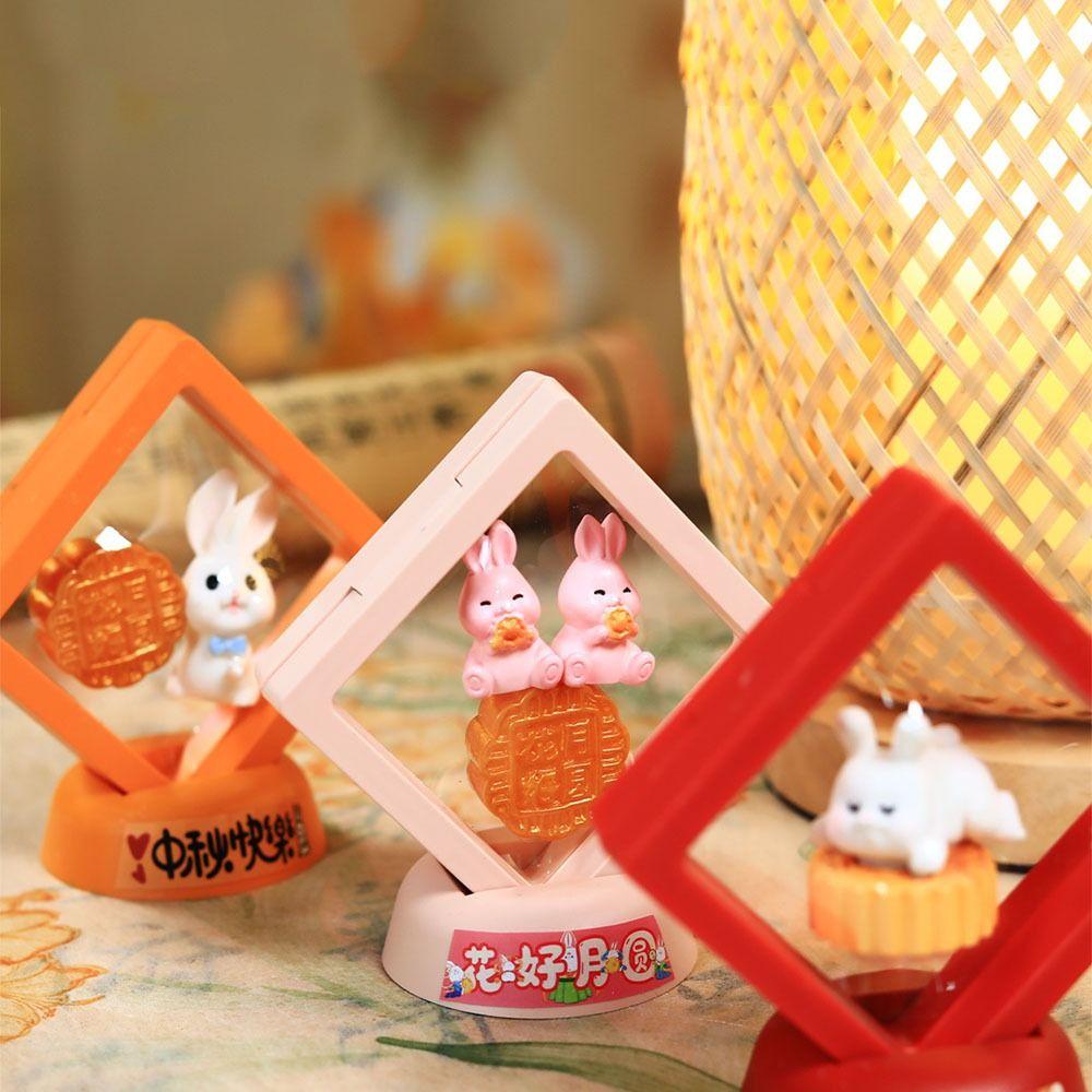 Creative Mini Mid-Autumn Ornament Floating Box Cute Rabbit Mooncake Display Box Kawaii Colorful Rabbit Mooncake Figurines