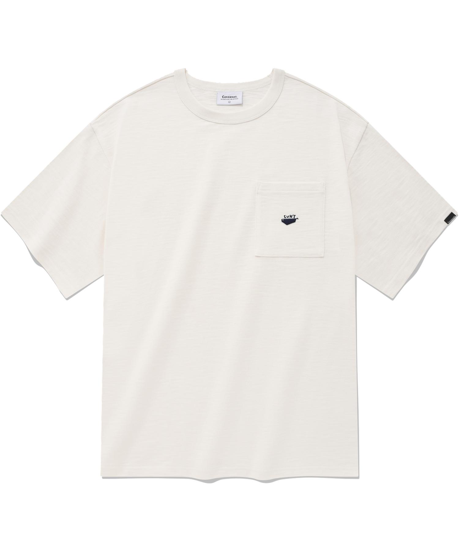 Covernat Whale Logo Slub T-Shirt Ecru Ecru/S