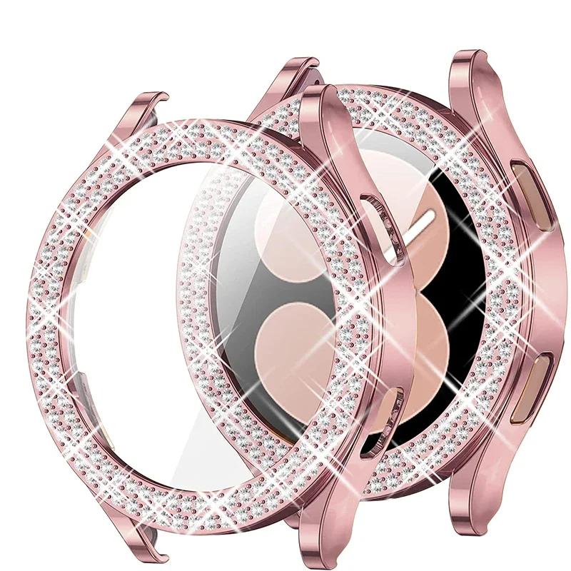 Fashion Bling Case for Samsung Galaxy Watch 6 4 Case 40mm 44mm Accessories Two Rows Diamond bumper Galaxy Watch 5 6 40 mm Cover