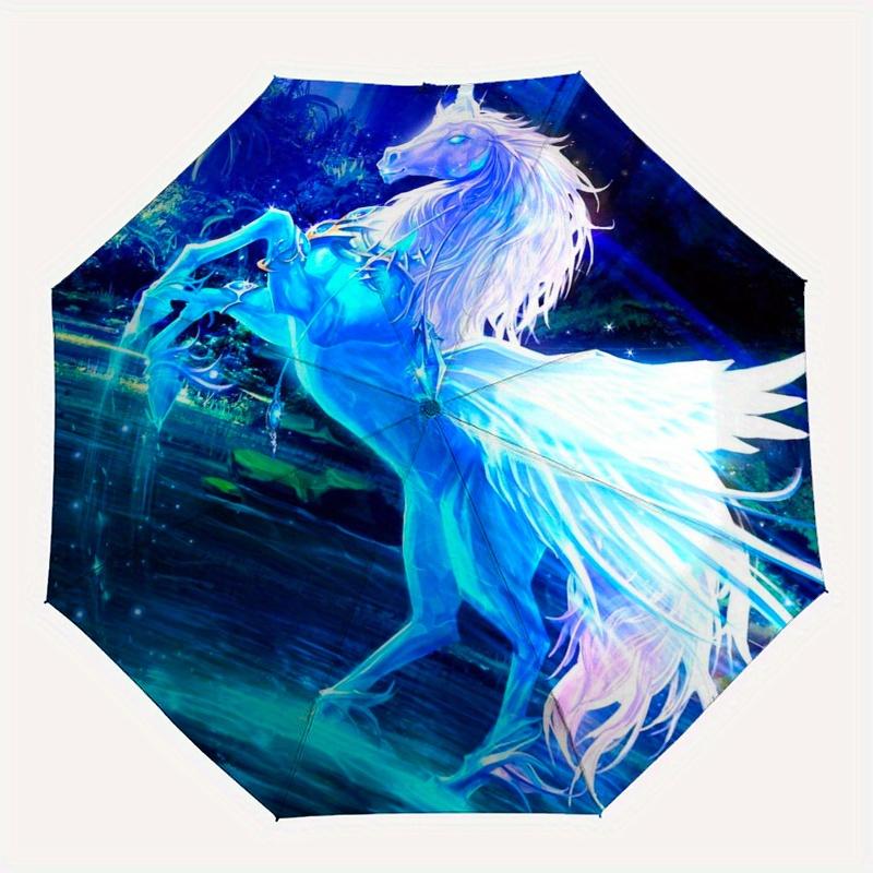 Enchanted Unicorn Fantasy Art Print - Magical Forest SceneUmbrella, Portable 3-Fold Umbrella for Men & Women,Christmas Gift ES306