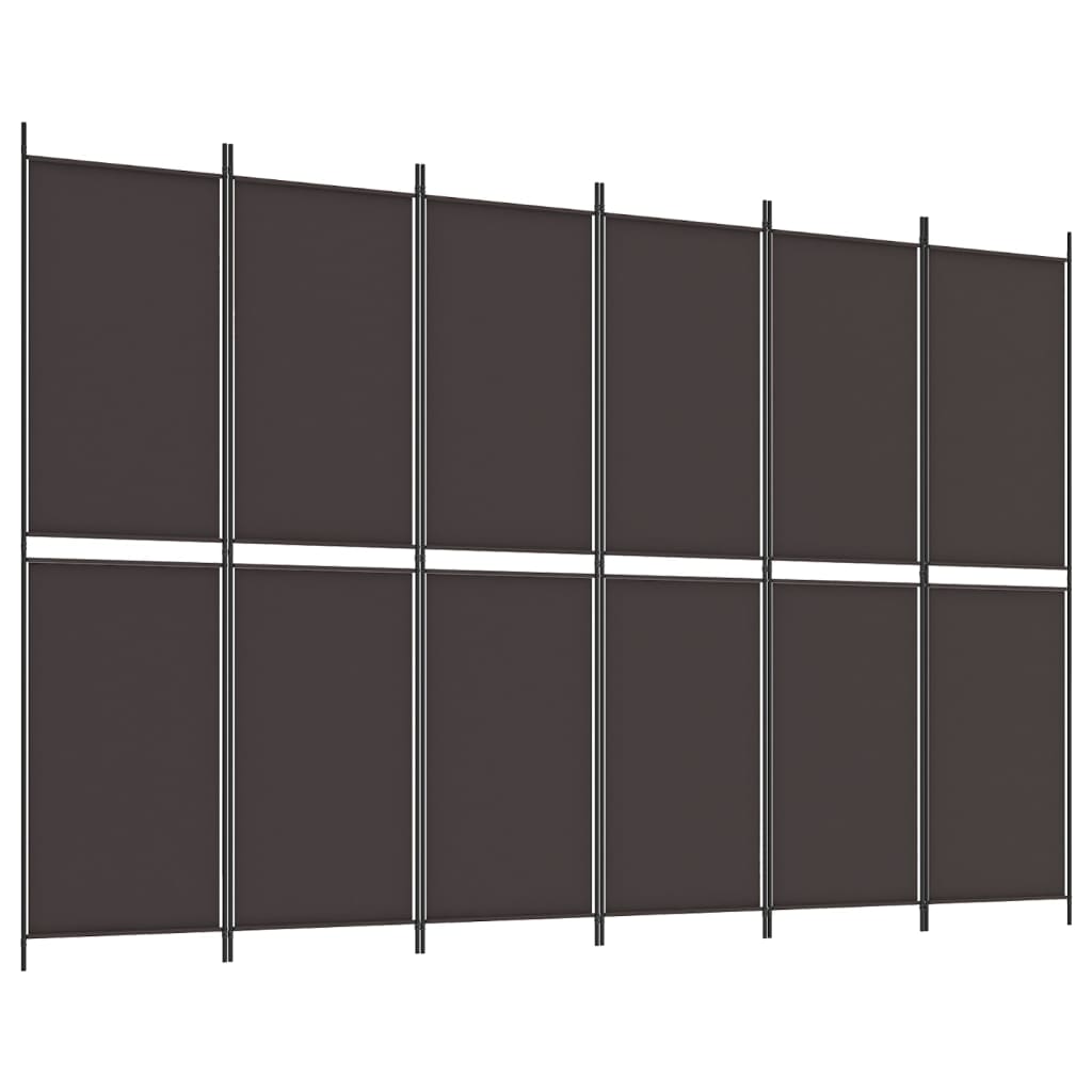Vidaxl 6-Panel Room Divider, Brown, 300X200 Cm, Fabric
