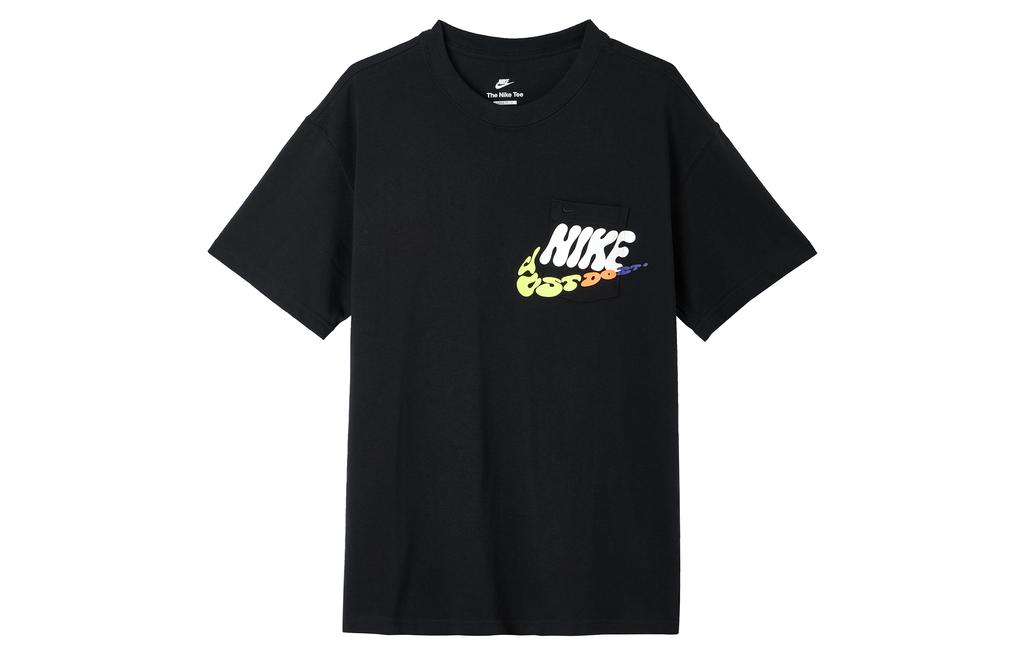 Nike T-Shirts Herren Schwarz Rundhals Mittlere Gerade Passform DJ1344-010