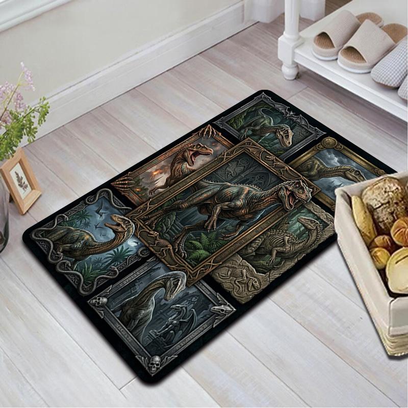 Dinosaur Evolution Pattern Rug Floor Mat for Living Room or Bedroom Soft and Comfortable Carpet a Gift for Birthday and Holiday.