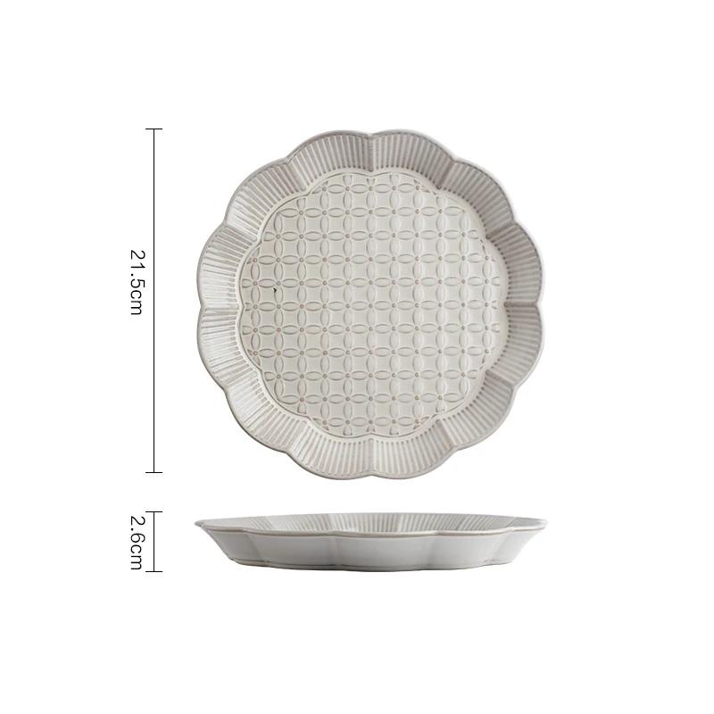 

Креативная керамическая тарелка с рельефным рисунком, модная классика, нестандартные тарелки для стейков, вкусные блюда, суповые миски, изысканная столовая посуда