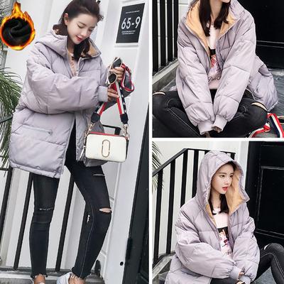 Autumn and Winter New Women's Large Hooded Coat Thickened and Warm Cotton Clothes Tide
