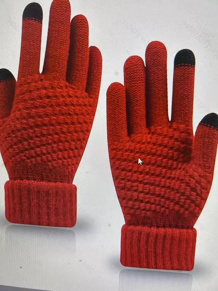 Students Windproof and Warm Korean Knitted Wool Gloves Simple Gloves Autumn and Winter Riding Warm and Velvet