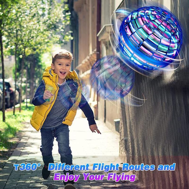 Rotating Magic Flying Ball Toys USB Rechargeable Stress Relief Toys Built-in RGB Lights Great Gift for Kids Adults Outdoor