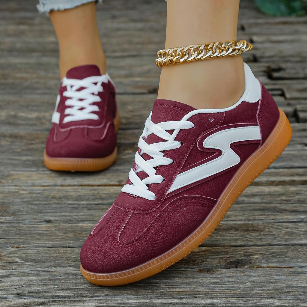 Dames Lettvekt Sklisikre Fritidssneakers Livlig Rosa & Svart Syntetisk Overdel Lavsko med TPR-såle, Pustende Stofffôr