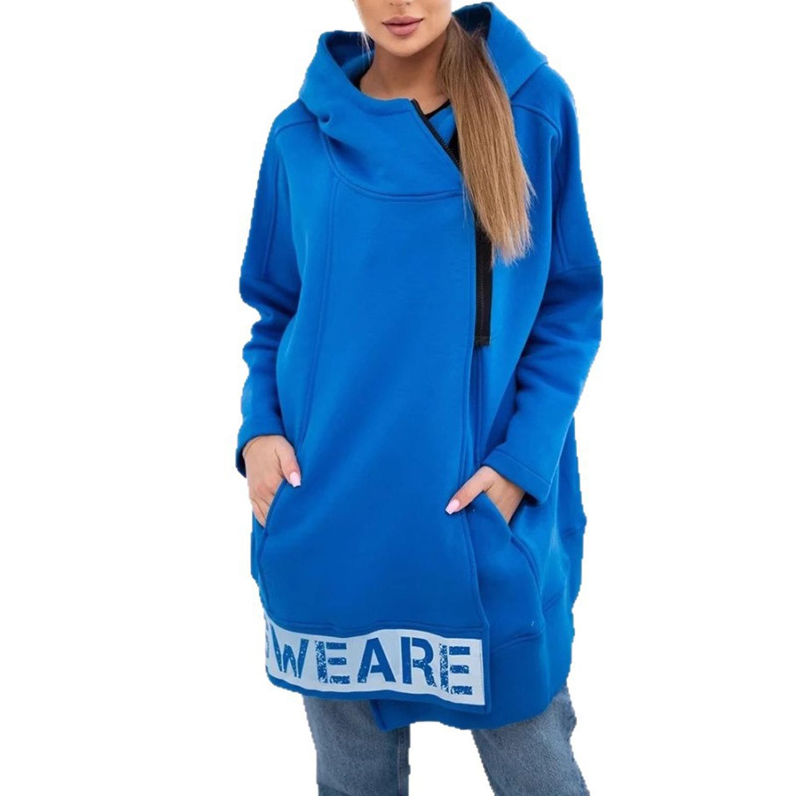 

Женская модная куртка на молнии с длинными рукавами свободного кроя XL тёмно-синий