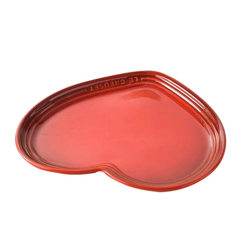 Rainbow Gradient Heart Shaped Dish Fashionable Western Dinnerware Fruit Salad Plate Ceramic Handmade Style