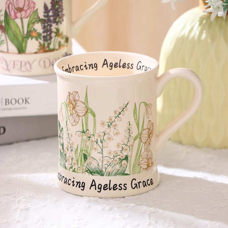 Fioletowy Dzwonek Retro Filiżanka Ceramiczna Kubek Domowy Kubek do Wody Kwiat Ślub Para Urodzinowy Prezent Pamiątka