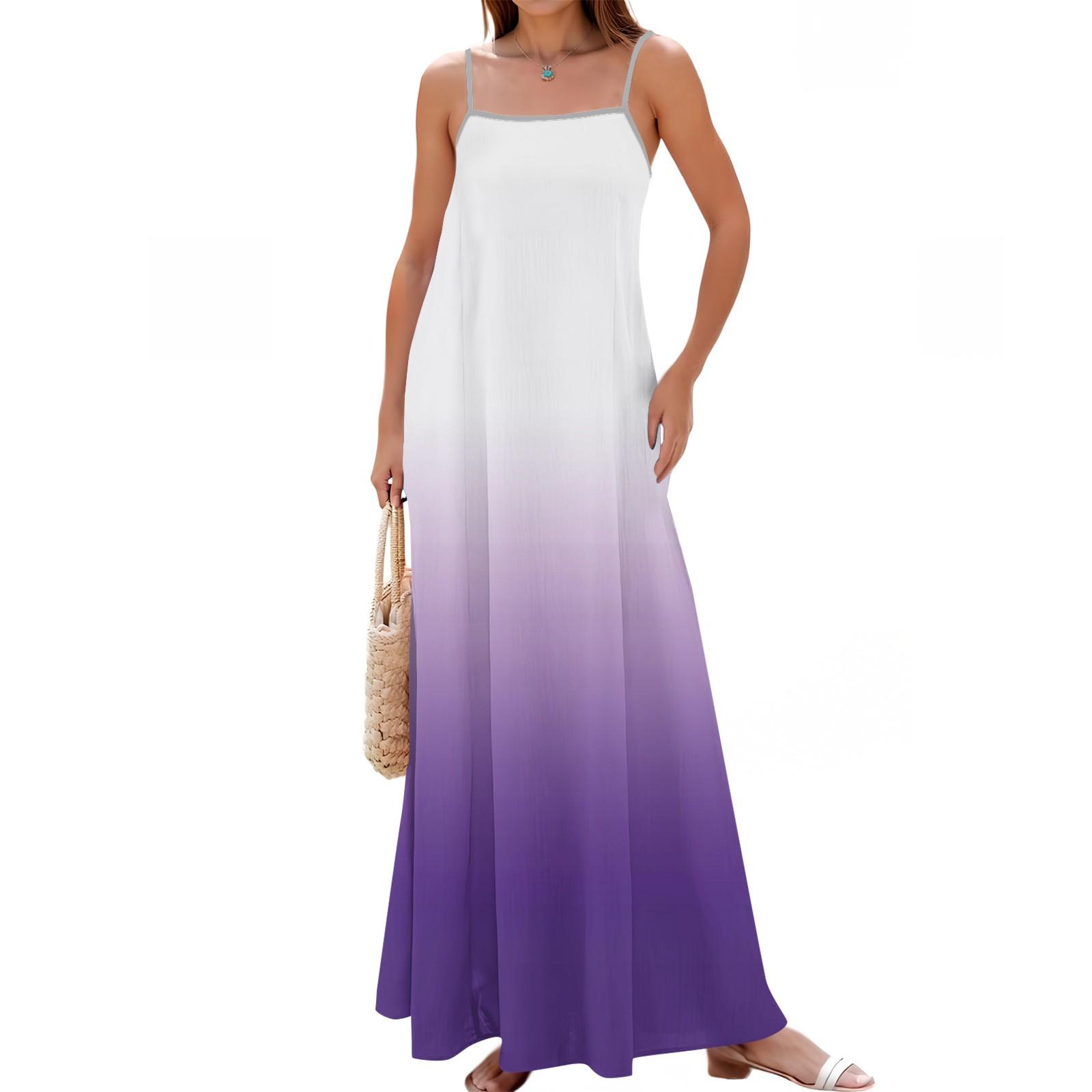 

Женское летнее повседневное модное регулируемое длинное платье с принтом на подтяжках XXL