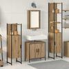 Bathroom Furniture Set with Shelf and Door 4 pcs Brown Particleboard