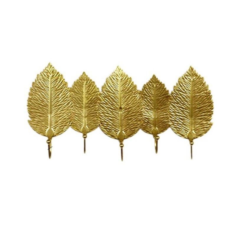 

Elegant Gold Leaf Iron Wall Hook For Entryway Bedroom Storage Key Coat Hanger Practical Home Organization Tool